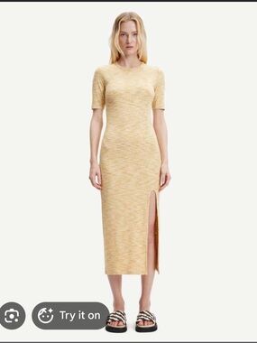 Samsøe & Samsøe Desert Space Dye Midi Dress in Soft Yellow